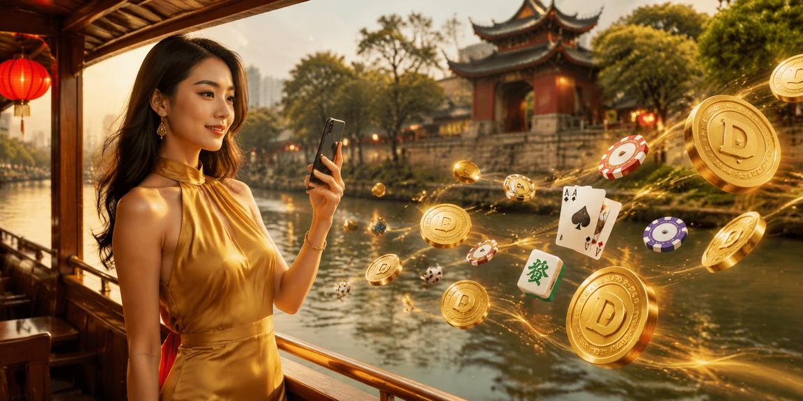 Không gian casino trực tuyến Việt Nam với giao diện game hiện đại và ánh đèn rực rỡ